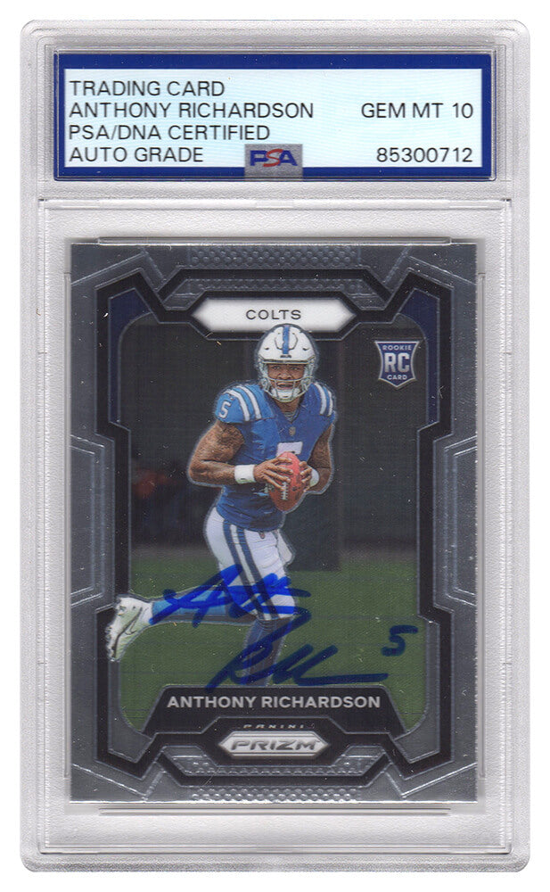 Anthony Richardson Autographed Colts 2023 Panini Prizm Rookie Football Card #343 (PSA Encapsulated Autographed Grade 10)-Powers Sports Memorabilia