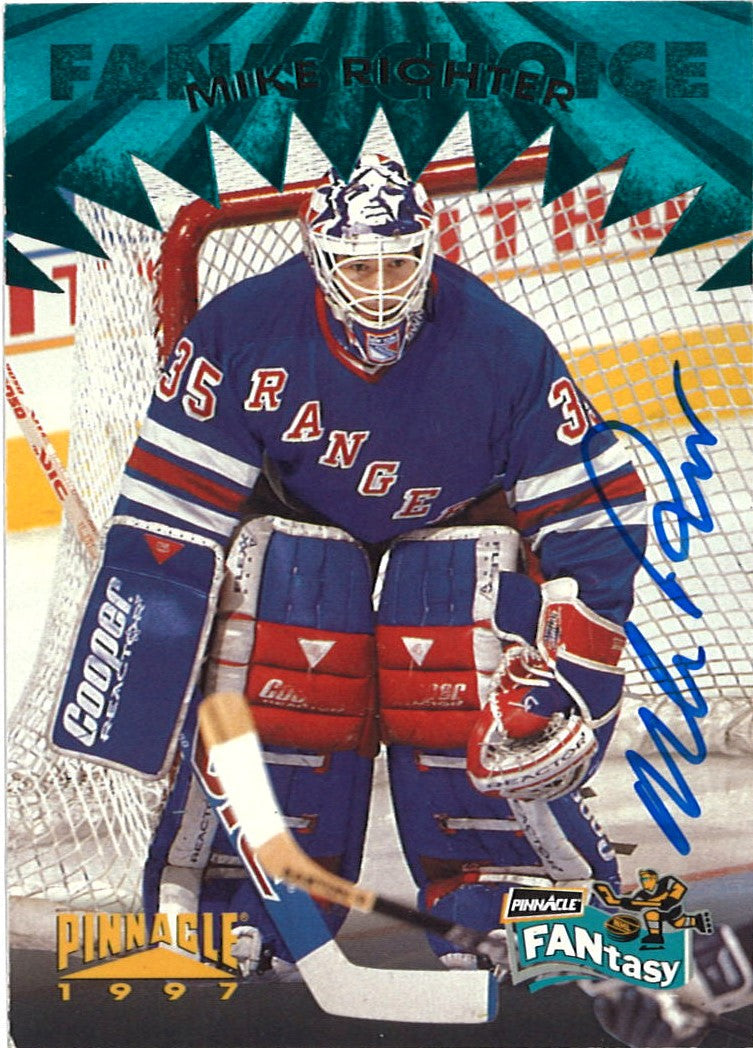 Mike Richter New York Rangers Signed 1997 Pinnacle Fantasy Fans Choice (FC #10 of 20) Hockey Card-Powers Sports Memorabilia