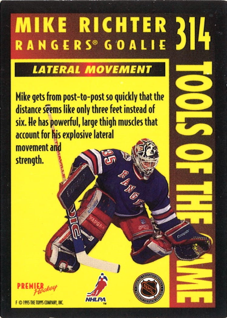 1995 Topps Premier Mike Richter Tools Of The Game #314 Autograph (On Right Edge)-Powers Sports Memorabilia