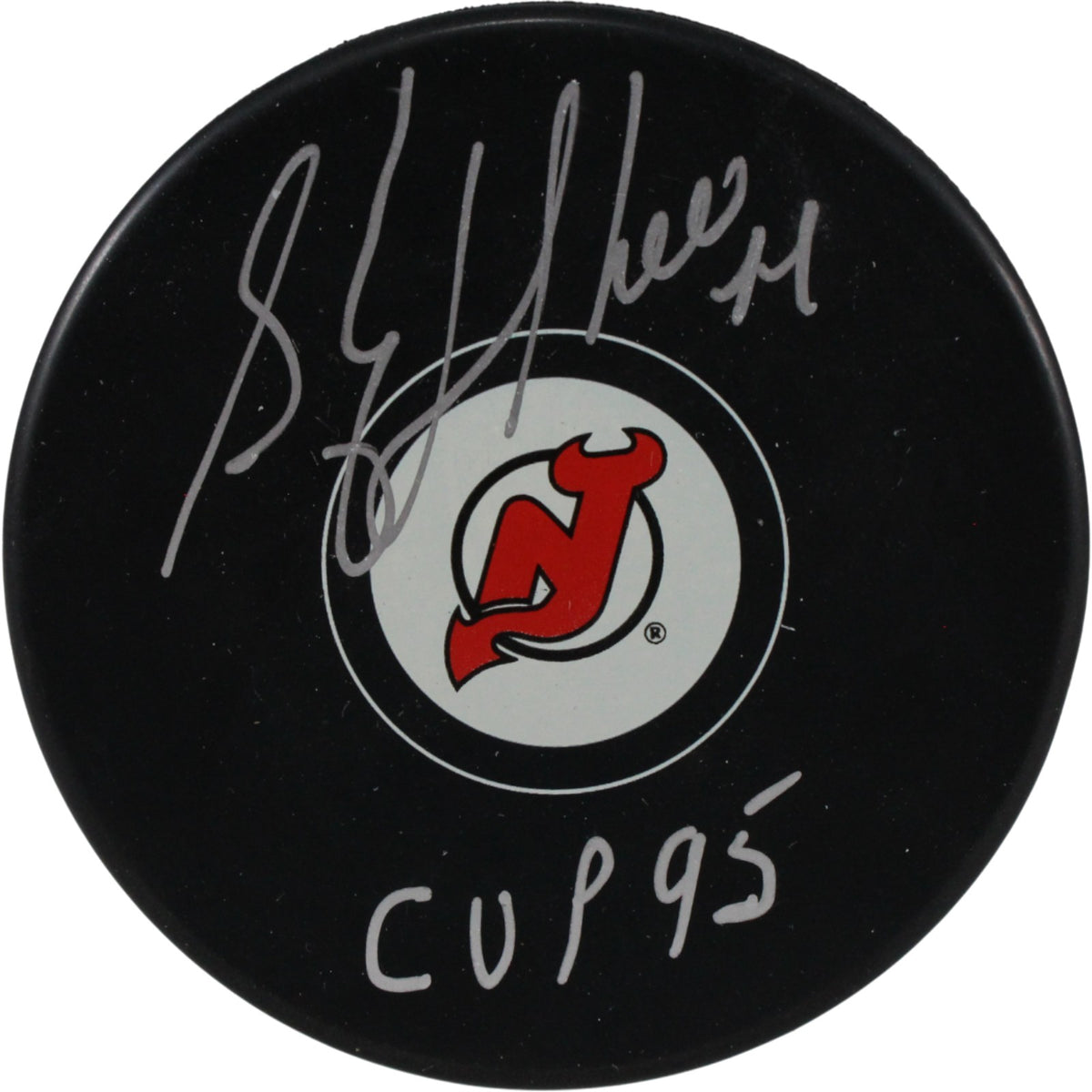 Stephane Richer New Jersey Devils Signed Jersey - Logo Puck 95 Cup JSA JSA-Powers Sports Memorabilia