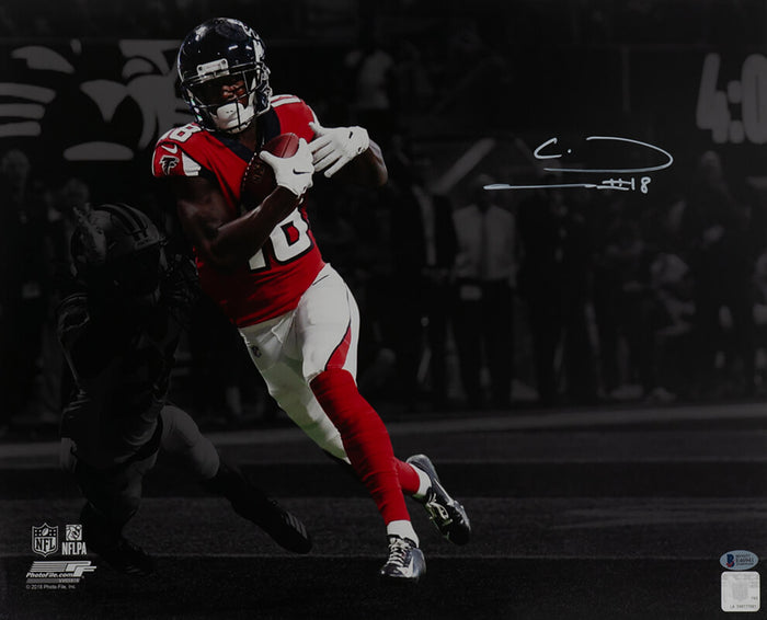 Calvin Ridley Autographed Atlanta Falcons Spotlight Action 16x20 Photo - (Beckett)-Powers Sports Memorabilia