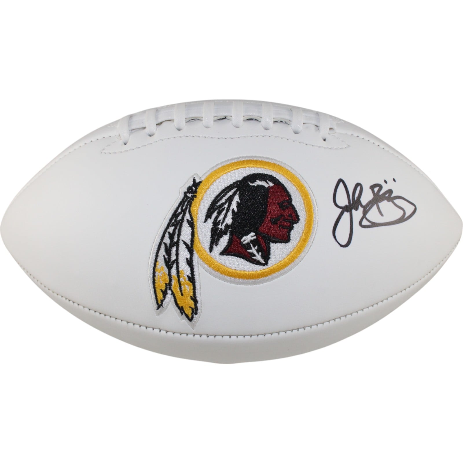 John Riggins Signed Washington Redskins Logo Football – Beckett Witness Authenticated-Powers Sports Memorabilia