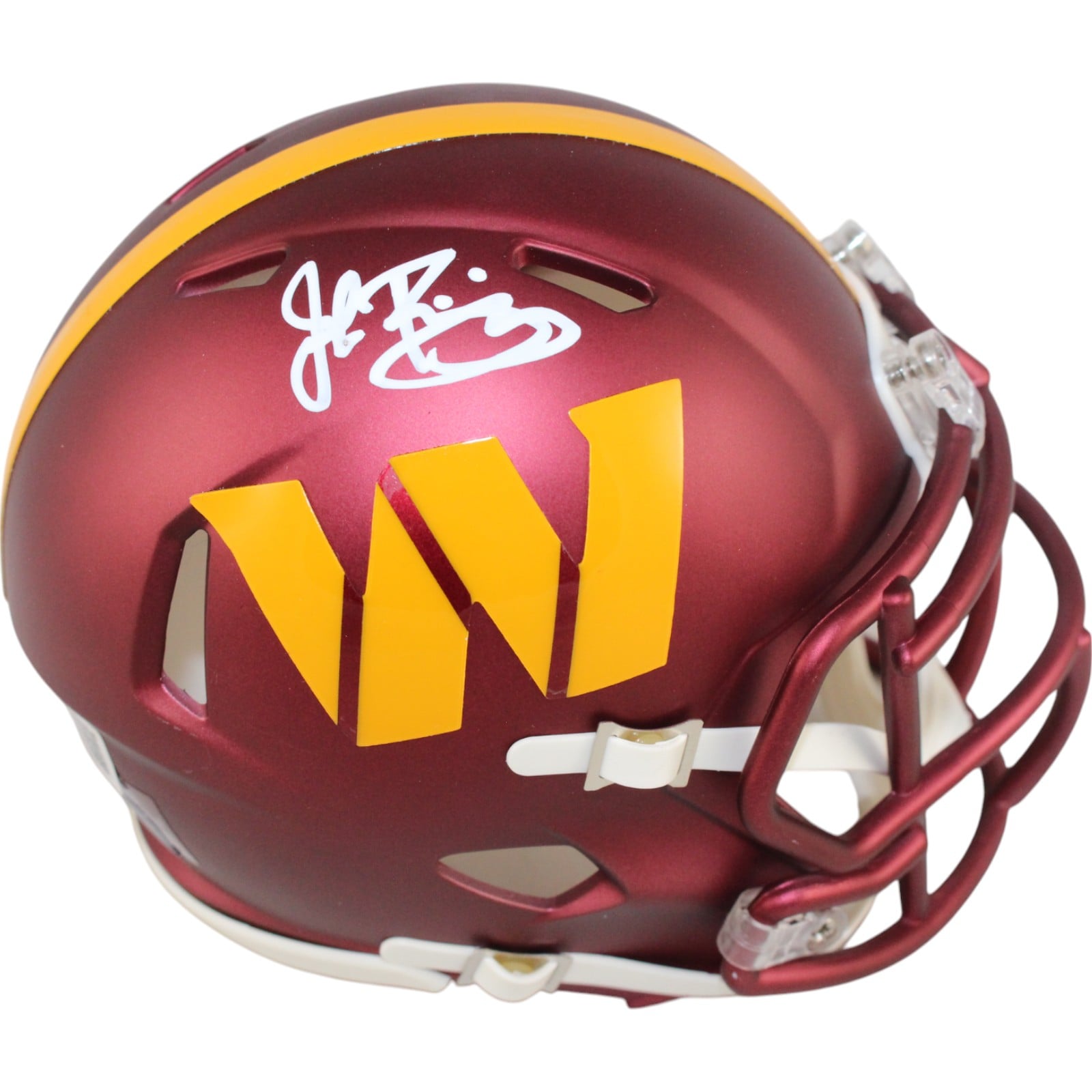 John Riggins Signed Washington Commanders Mini Helmet – Beckett Witness Authenticated-Powers Sports Memorabilia