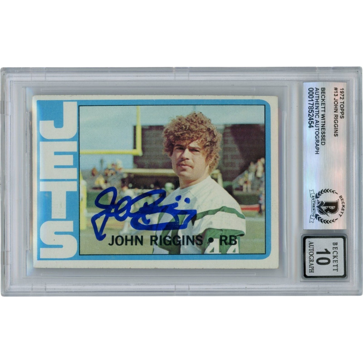 John Riggins New York Jets Signed Card - 1972 Topps #13 Slabbed Beckett Beckett-Powers Sports Memorabilia