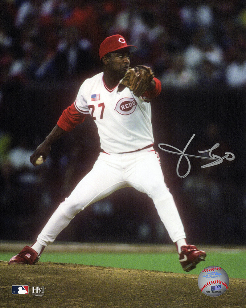 Jose Rijo Autographed Cincinnati Reds Pitching Action 8x10 Photo-Powers Sports Memorabilia
