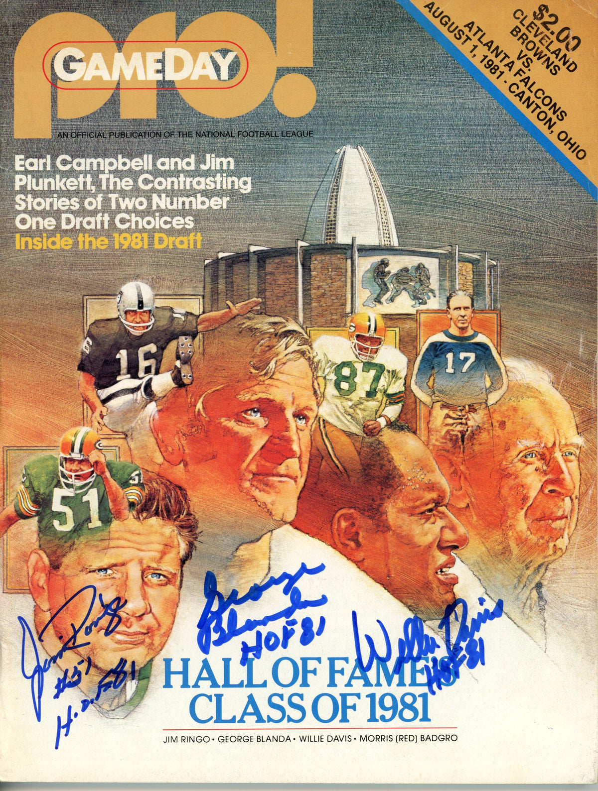 Jim Ringo George Blanda Willie Davis Hall of Fame Signed Magazine - 1981 Magazine JSA JSA-Powers Sports Memorabilia