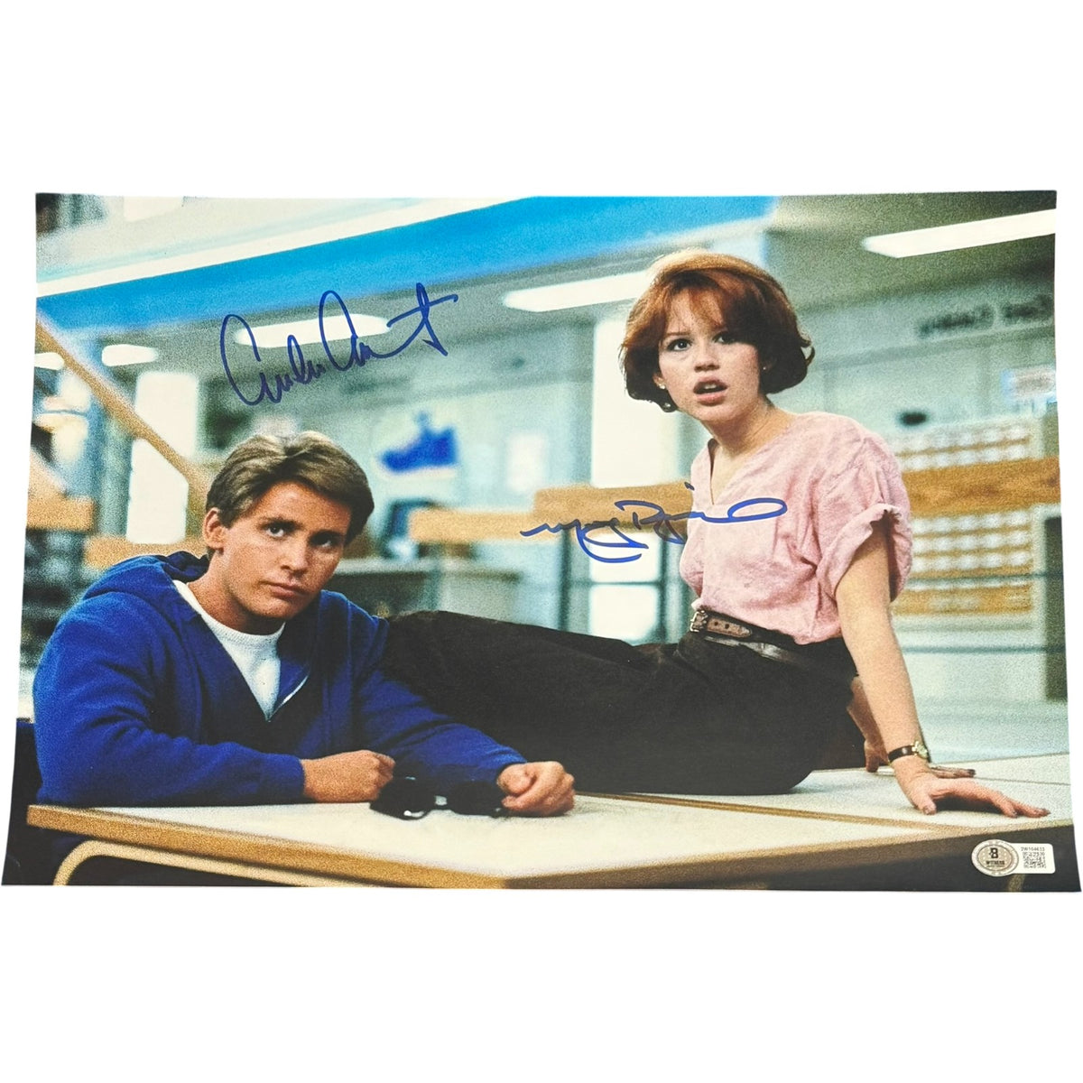 Emilo Estevez Ringwald The Breakfast Club Signed 11x14 Photo - Beckett Beckett-Powers Sports Memorabilia