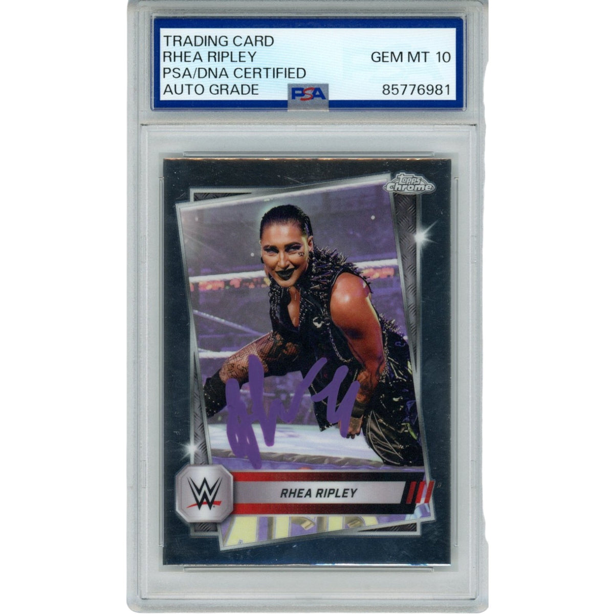 Rhea Ripley Wwe Signed Card - Topps Chrome GEM MT 10 Auto PSA 58514 PSA-Powers Sports Memorabilia