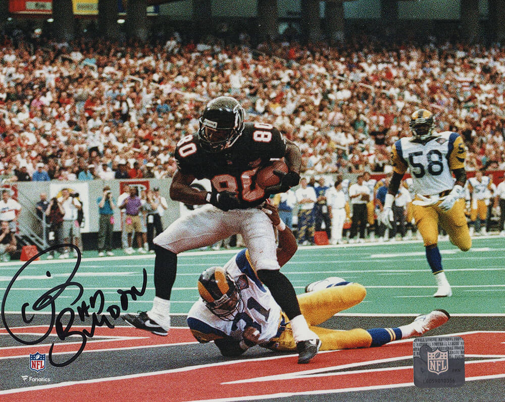 Andre Rison Autographed Falcons TD Catch 8x10 Photo with Bad Moon-Powers Sports Memorabilia