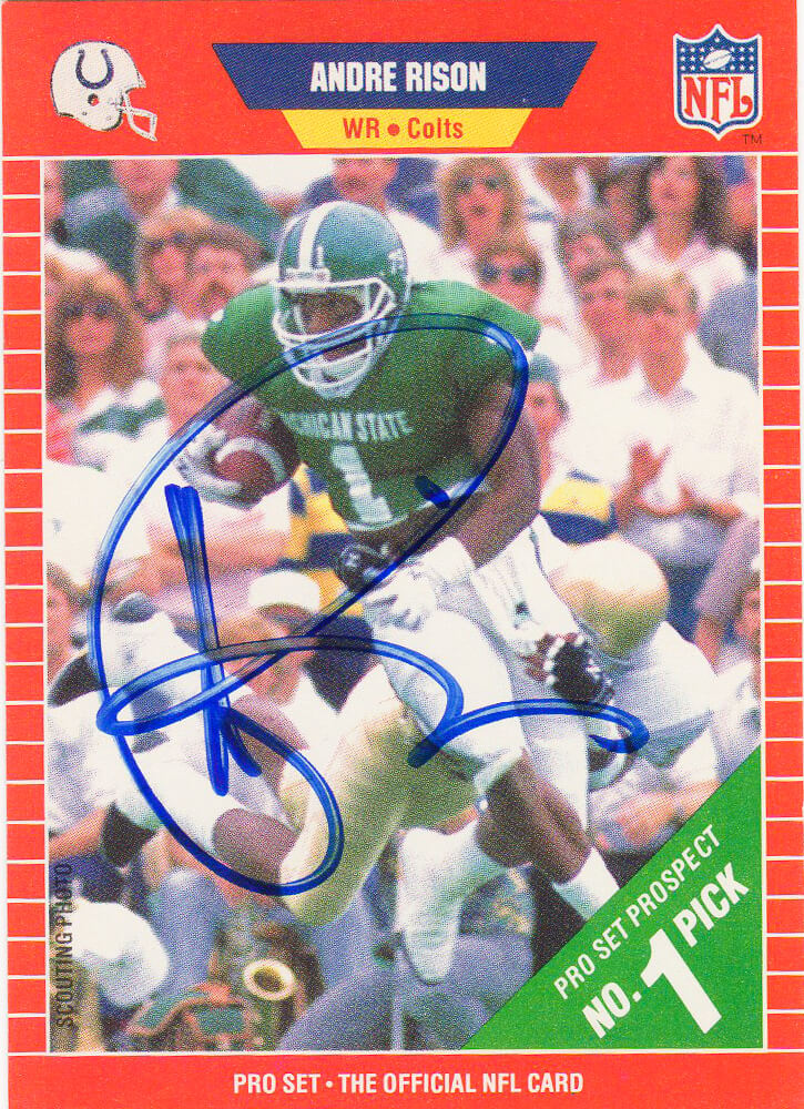 Andre Rison Autographed 1989 NFL Pro Set Football Rookie Trading Card #497-Powers Sports Memorabilia