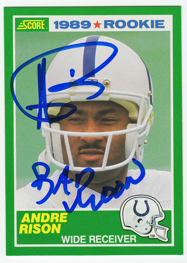 Andre Rison Autographed Indianapolis Colts 1989 Score Rookie Card #272 with Bad Moon-Powers Sports Memorabilia