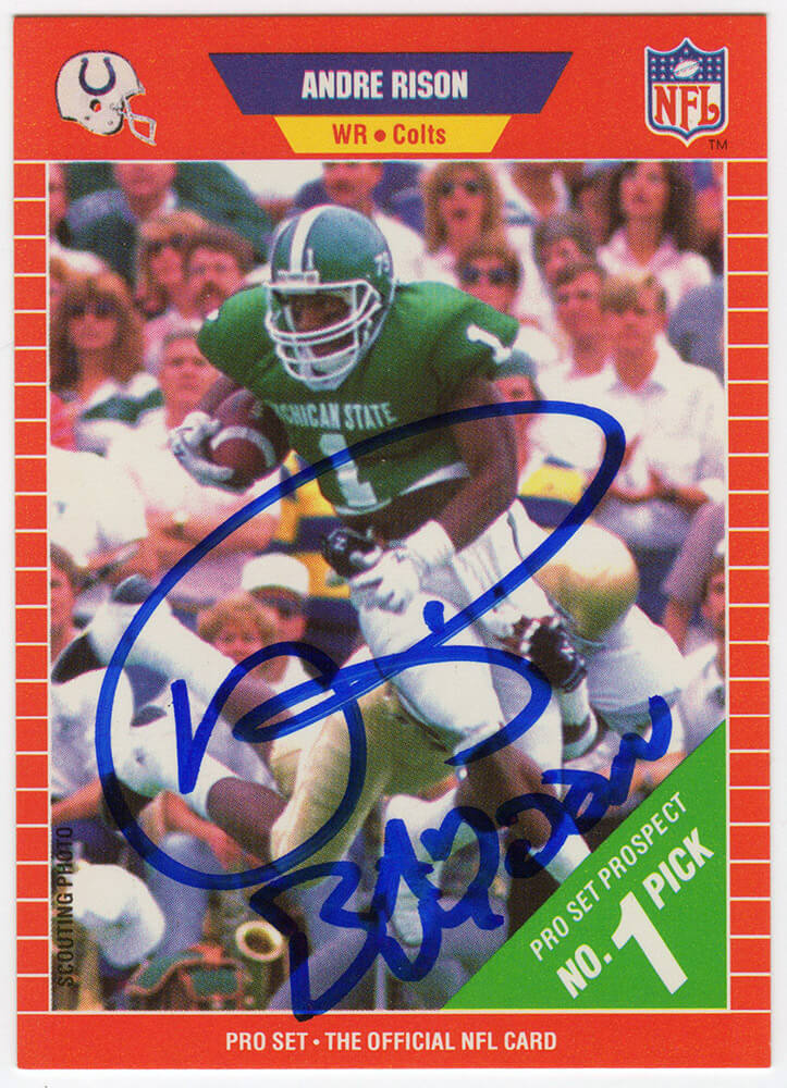 Andre Rison Autographed 1989 Pro Set Rookie Football Trading Card #497 with Bad Moon-Powers Sports Memorabilia