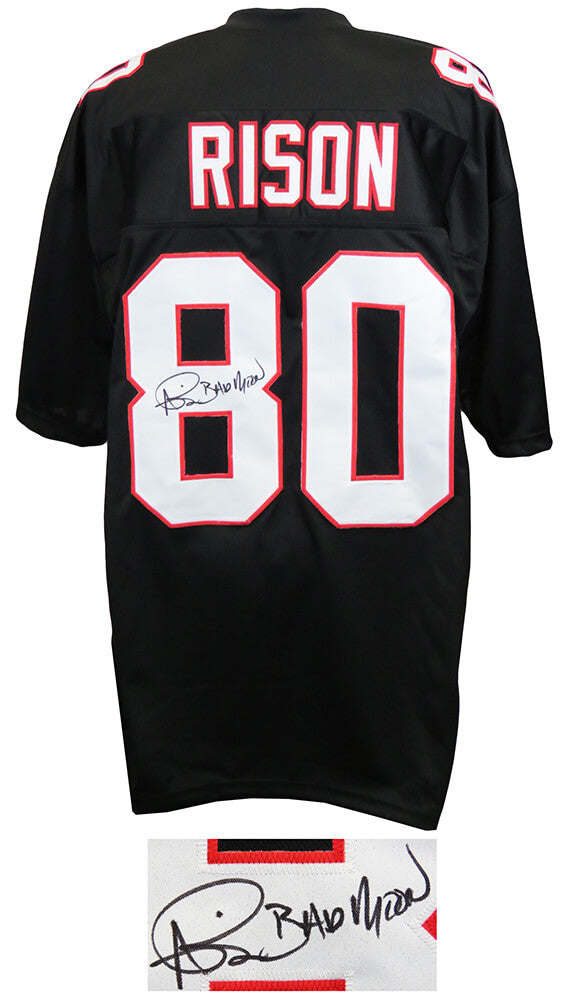 Andre Rison Autographed Black T/B Custom Jersey with Bad Moon (Autographed Middle of #8)-Powers Sports Memorabilia