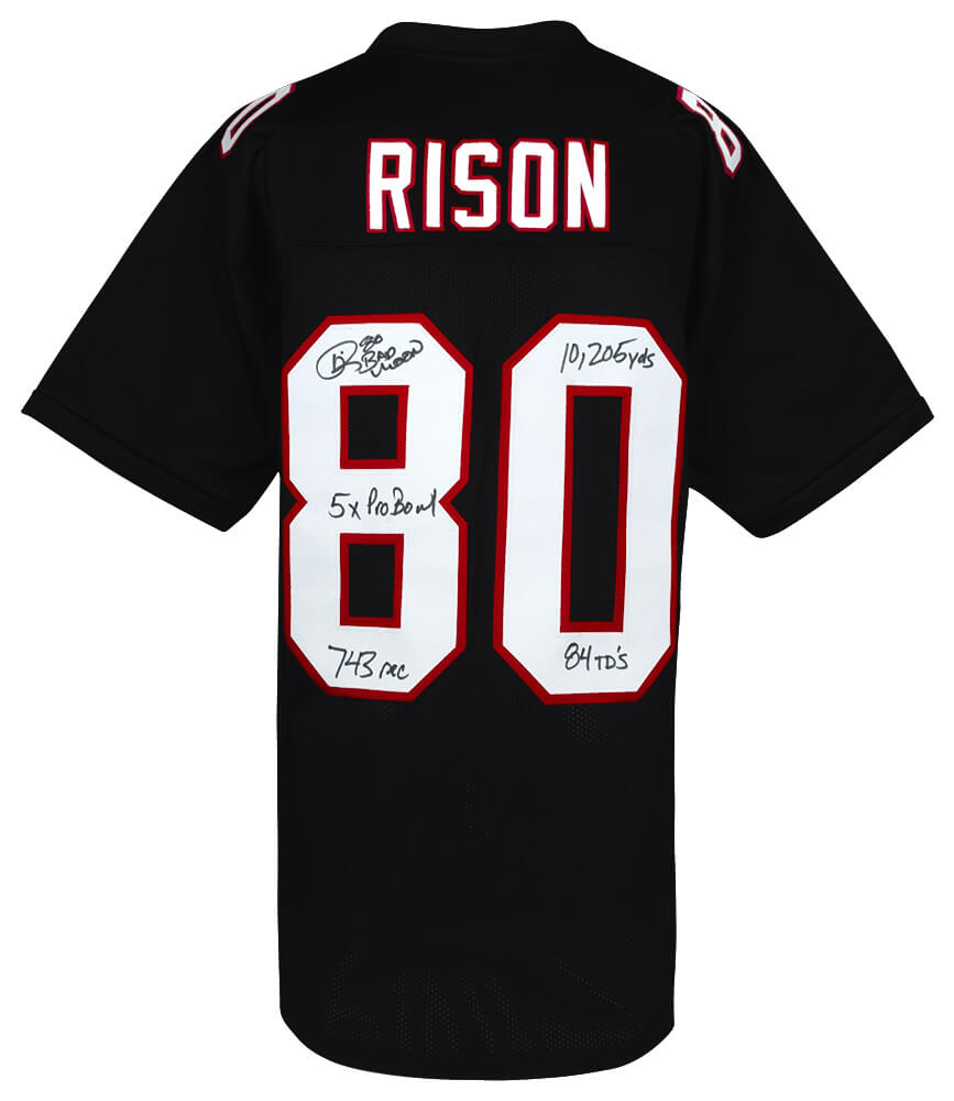Andre Rison Autographed Black T/B Custom Football Jersey with 5-Inscriptions-Powers Sports Memorabilia