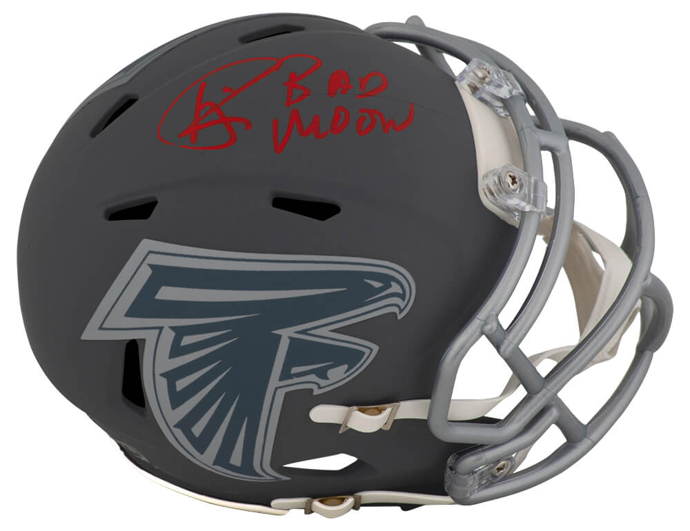 Andre Rison Autographed Atlanta Falcons SLATE Riddell Speed Mini Helmet with Bad Moon-Powers Sports Memorabilia