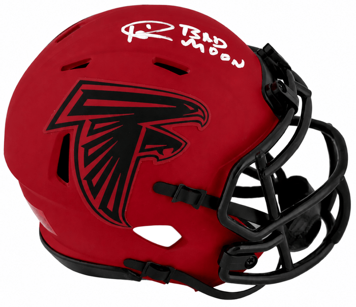 Andre Rison Autographed Atlanta Falcons RAVE Riddell Speed Mini Helmet with Bad Moon-Powers Sports Memorabilia