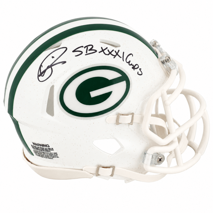 Andre Rison Autographed Green Bay Packers 2024 Alternate White Riddell Speed Mini Helmet with SB XXXI Champs-Powers Sports Memorabilia