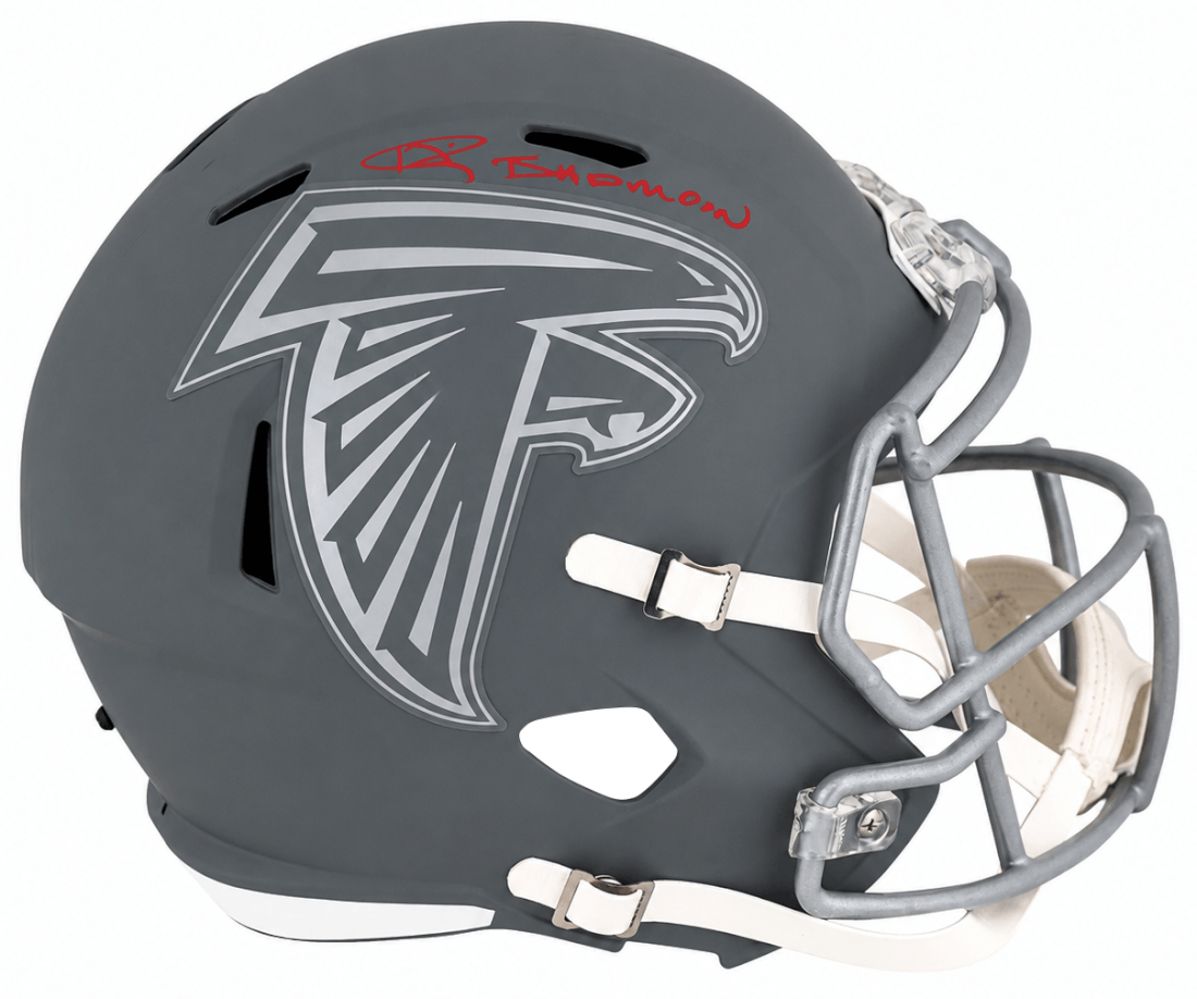 Andre Rison Autographed Atlanta Falcons SLATE Riddell Full Size Speed Replica Helmet with Bad Moon-Powers Sports Memorabilia