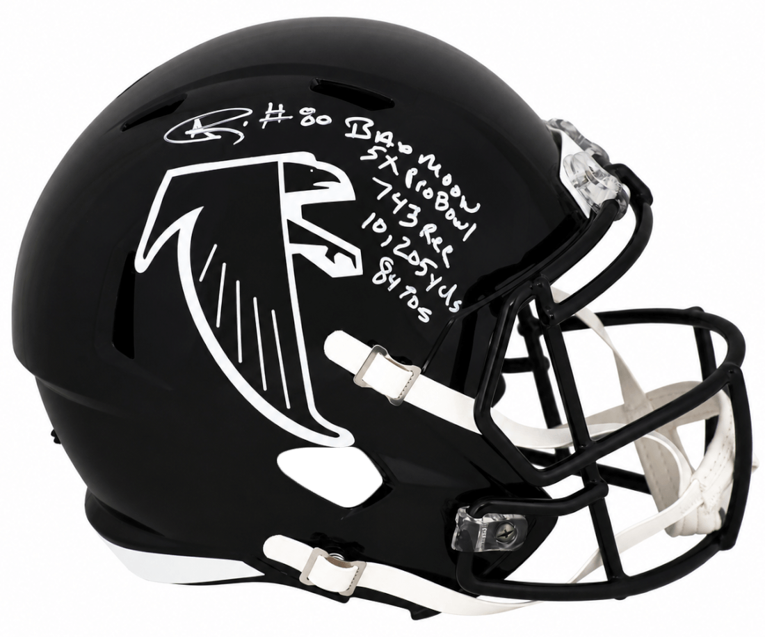 Andre Rison Autographed Atlanta Falcons (90-02 Style) T/B Riddell Full Size Speed Replica Helmet with 5-Inscriptions-Powers Sports Memorabilia