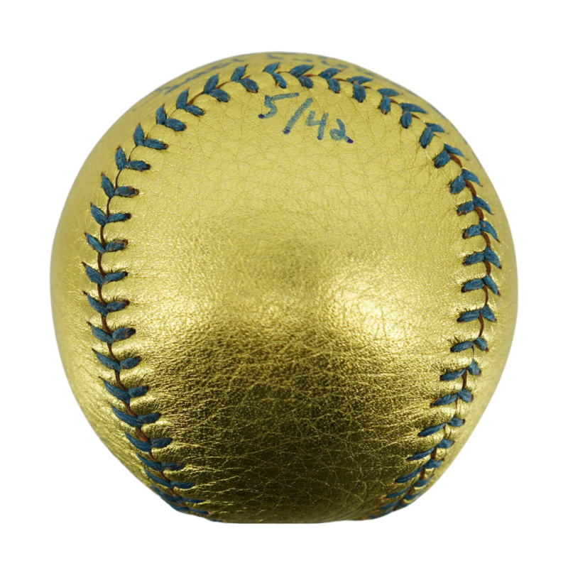 Mariano Rivera New York Yankees Signed Inscribed Hand Stitched Gold Baseball LE of 42-Powers Sports Memorabilia