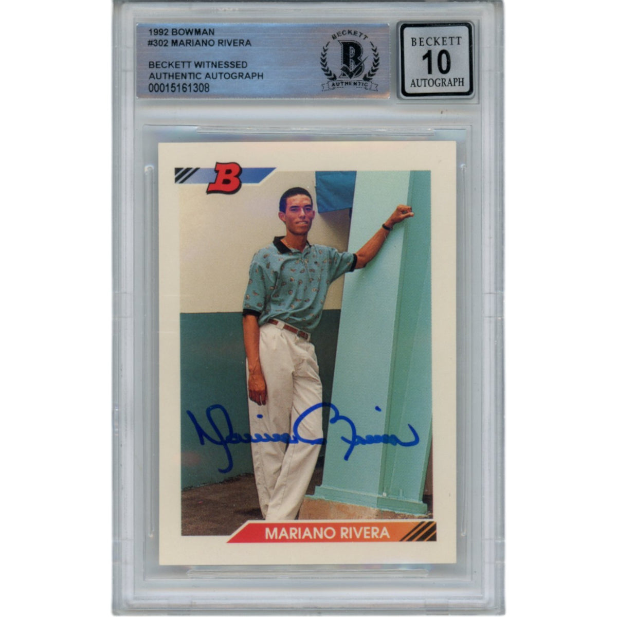 Mariano Rivera New York Yankees Signed Card - 1982 Bowman #302 10 Auto Slabbed Beckett Beckett - 49360-Powers Sports Memorabilia