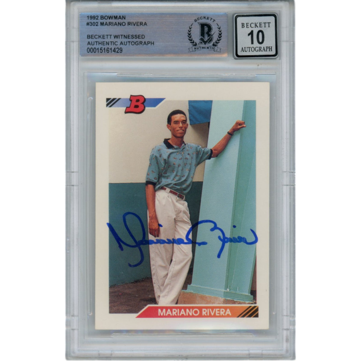 Mariano Rivera New York Yankees Signed Card - 1982 Bowman #302 10 Auto Slabbed Beckett Beckett - 49366-Powers Sports Memorabilia