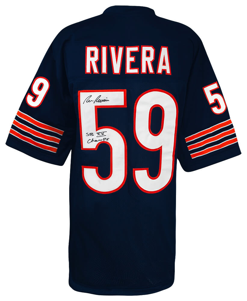Ron Rivera Autographed Navy Custom Football Jersey w/ SB XX Champs-Powers Sports Memorabilia