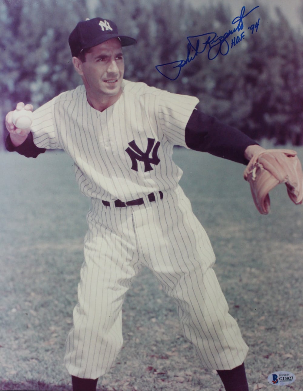 Phil Rizzuto Signed New York Yankees 11x14 Photo HOF – Beckett Authenticated-Powers Sports Memorabilia