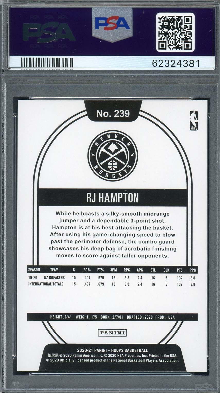 RJ Hampton 2020 Panini Hoops Basketball Rookie Card RC #239 PSA 9-Powers Sports Memorabilia