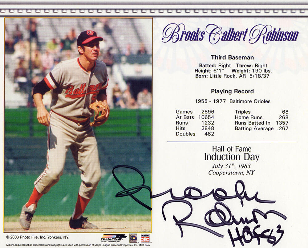 Brooks Robinson Autographed Baltimore Orioles Hall of Fame Induction Day 8x10 Photo with HOF'83-Powers Sports Memorabilia