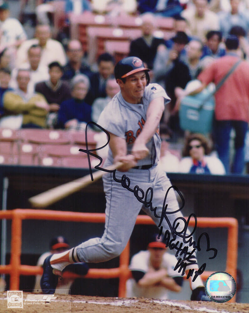 Brooks Robinson Autographed Baltimore Orioles Batting 8x10 Photo with 1964 AL MVP-Powers Sports Memorabilia