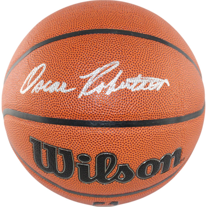 Oscar Robertson Signed Milwaukee Bucks I/O Basketball – Beckett Witness Authenticated-Powers Sports Memorabilia