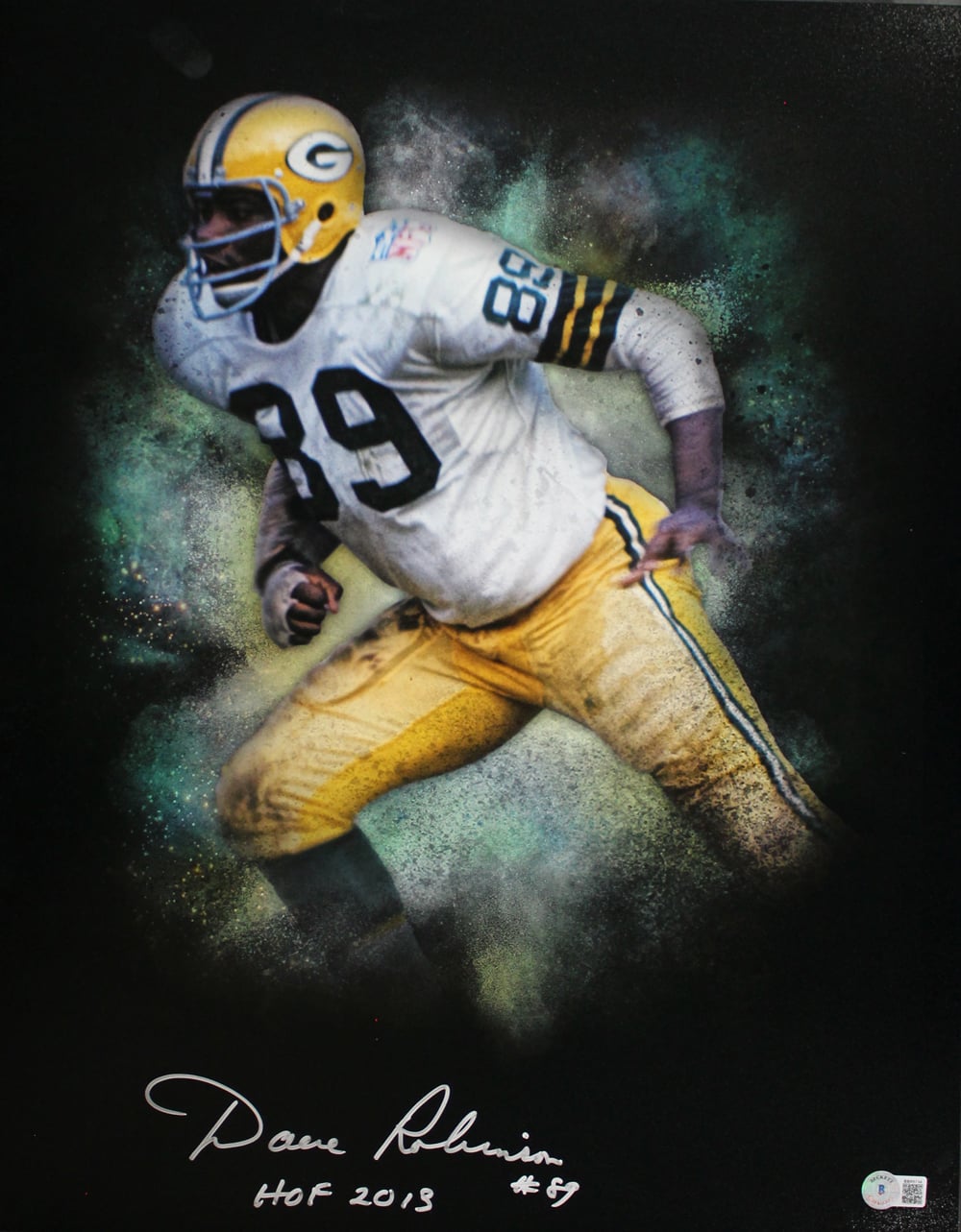 Dave Robinson Green Bay Packers Signed 16x20 Photo - HOF Beckett Beckett-Powers Sports Memorabilia