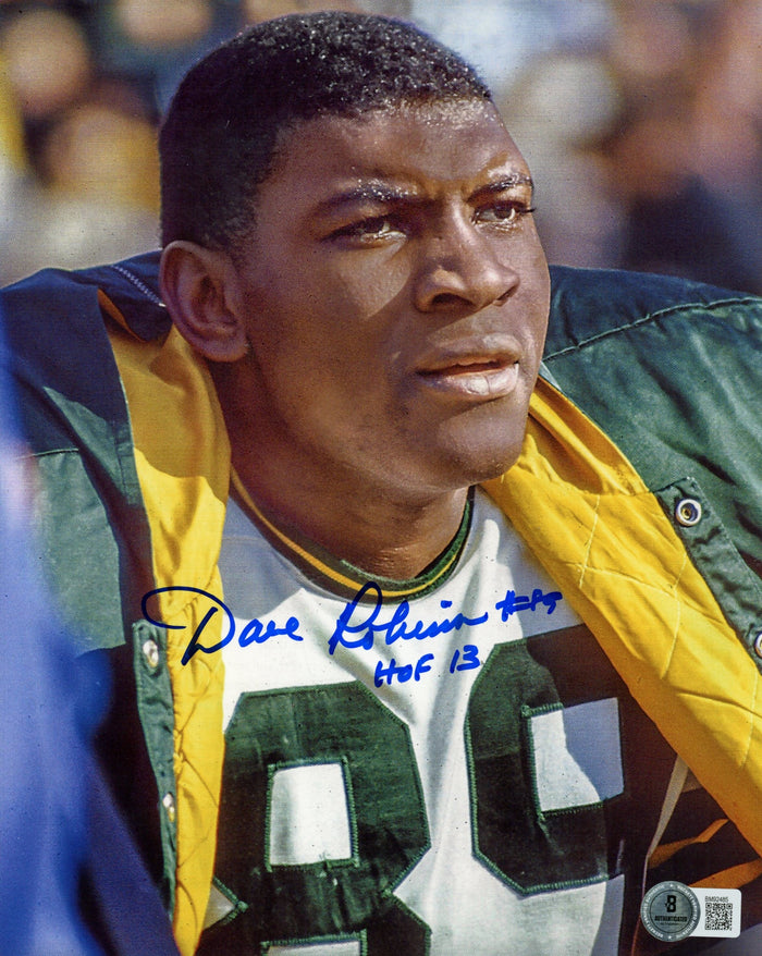Dave Robinson Signed Green Bay Packers 8x10 Photo – Hall of Fame – Photo Variation 4 – Beckett Authenticated-Powers Sports Memorabilia