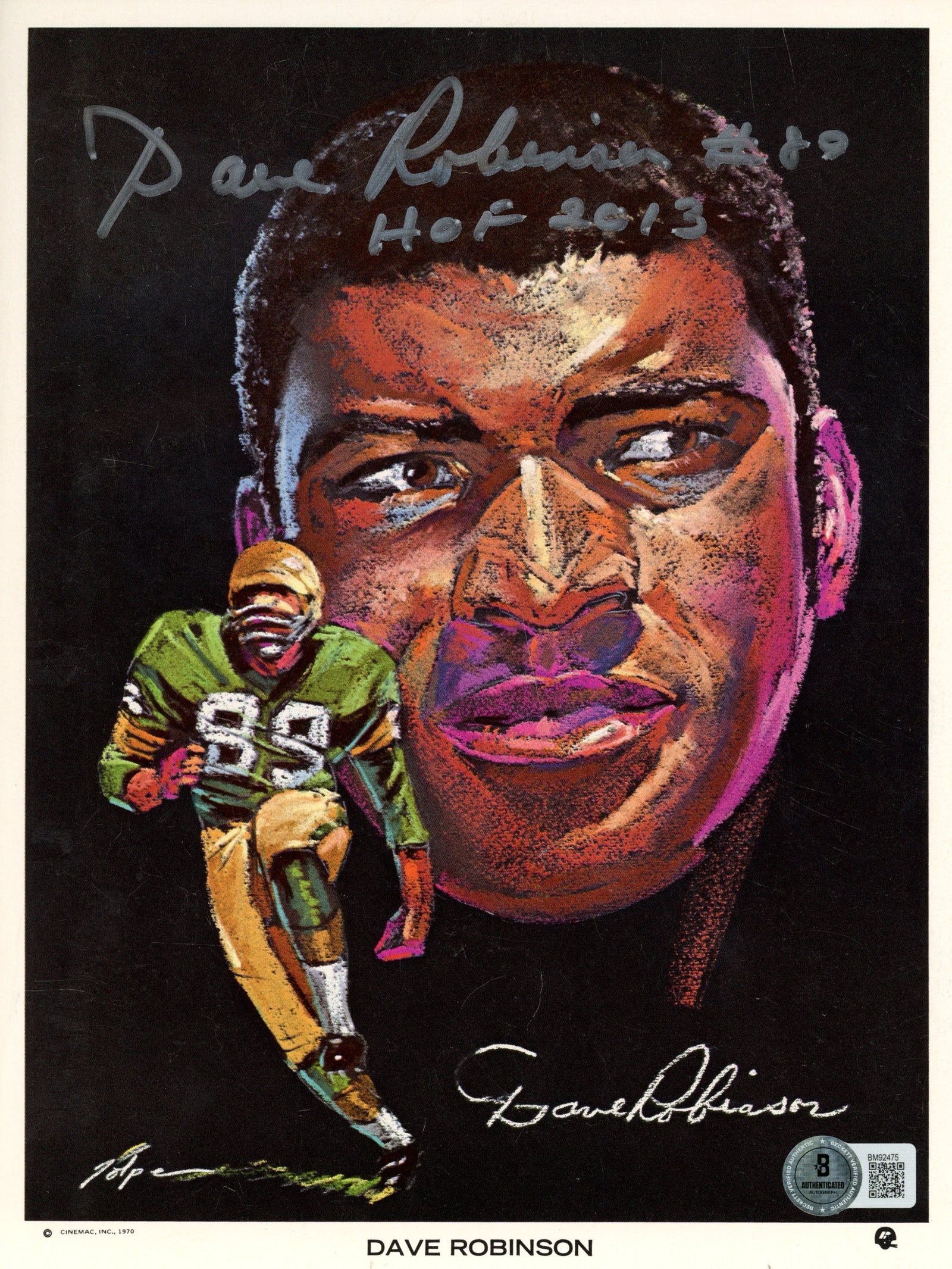 Dave Robinson Green Bay Packers Signed 8x10 Photo SKU 59499-Powers Sports Memorabilia