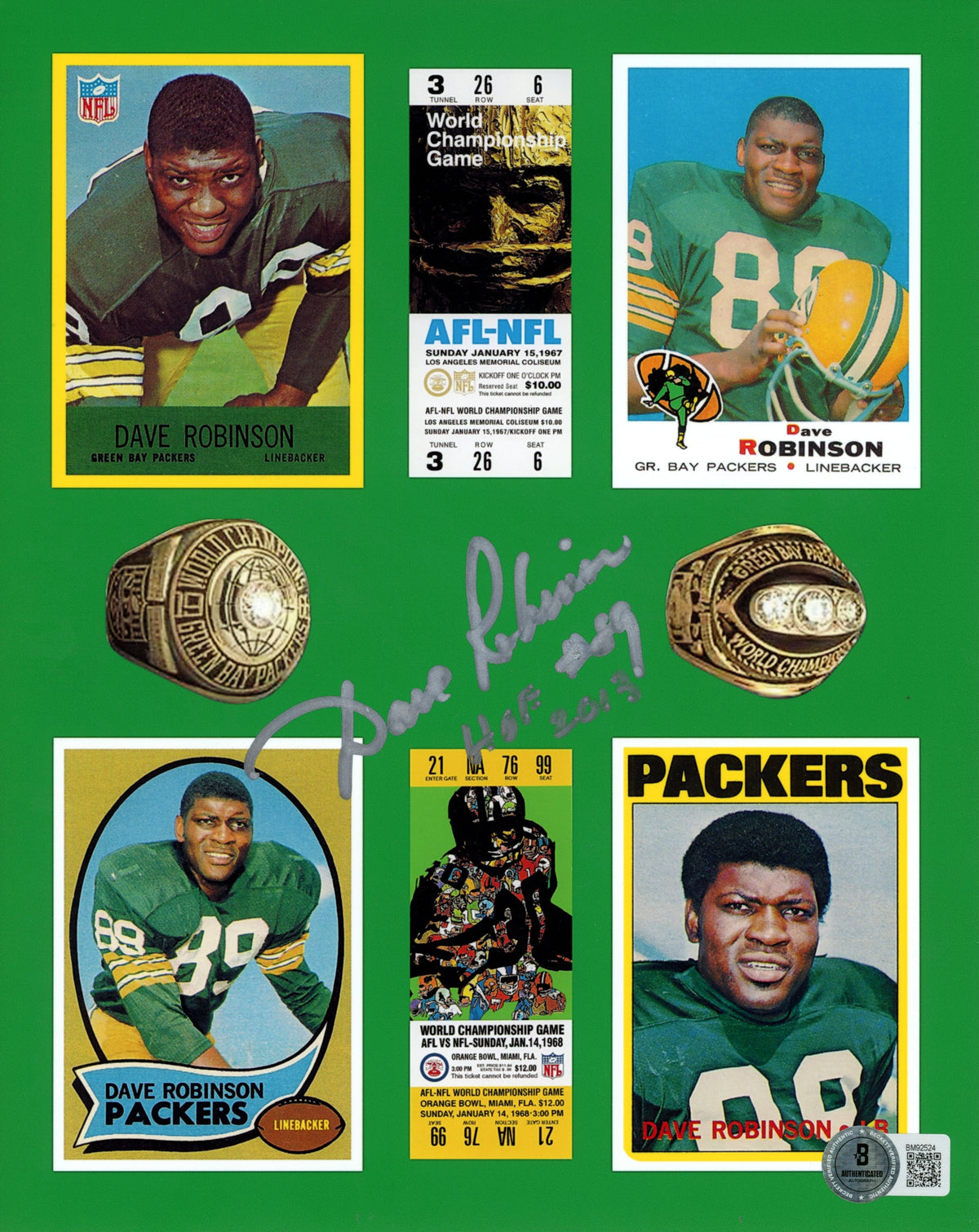 Dave Robinson Green Bay Packers Signed 8x10 Photo - Beckett Beckett - 59501-Powers Sports Memorabilia