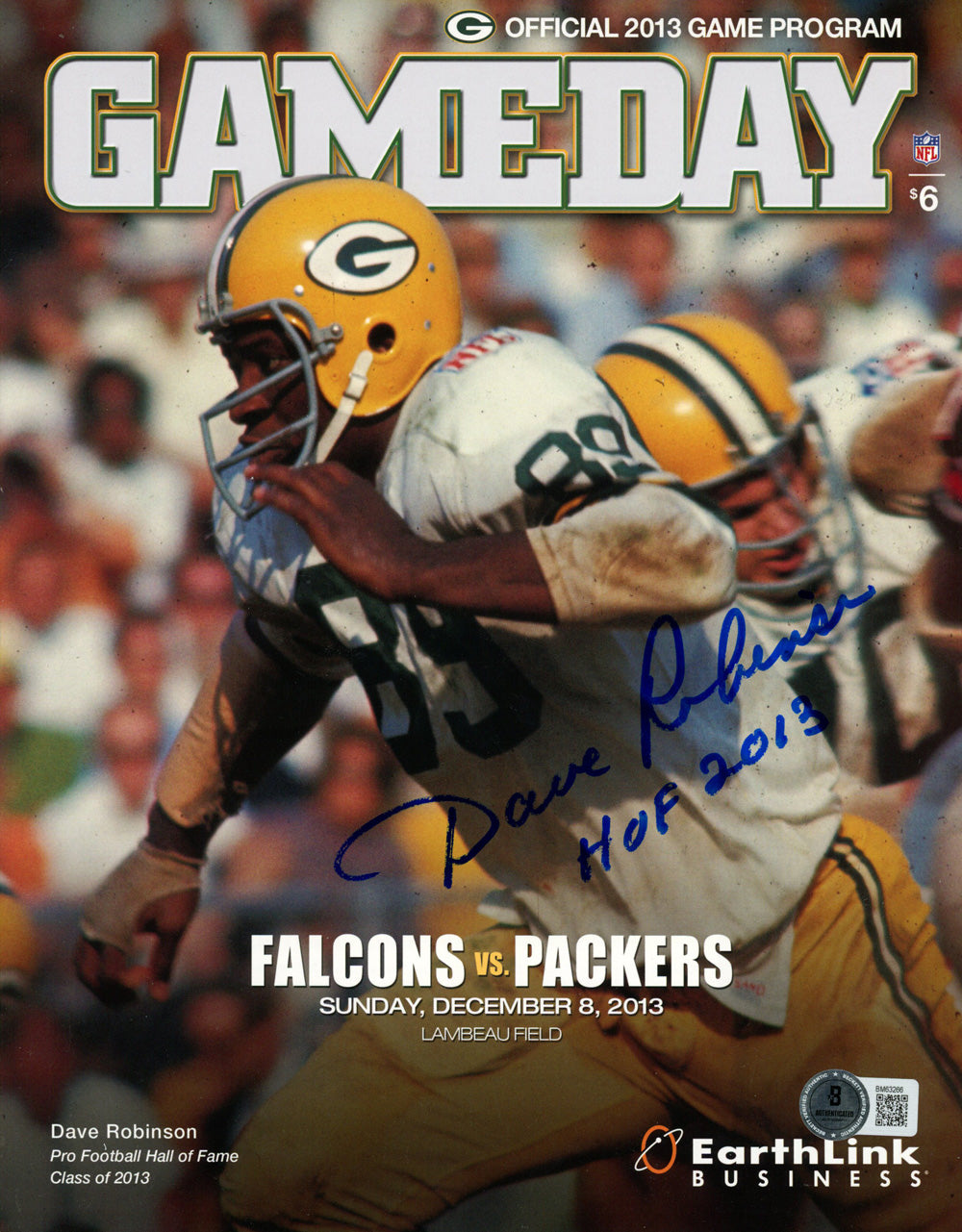 Dave Robinson 12/8/2013 Gameday Signed Magazine HOF-Powers Sports Memorabilia