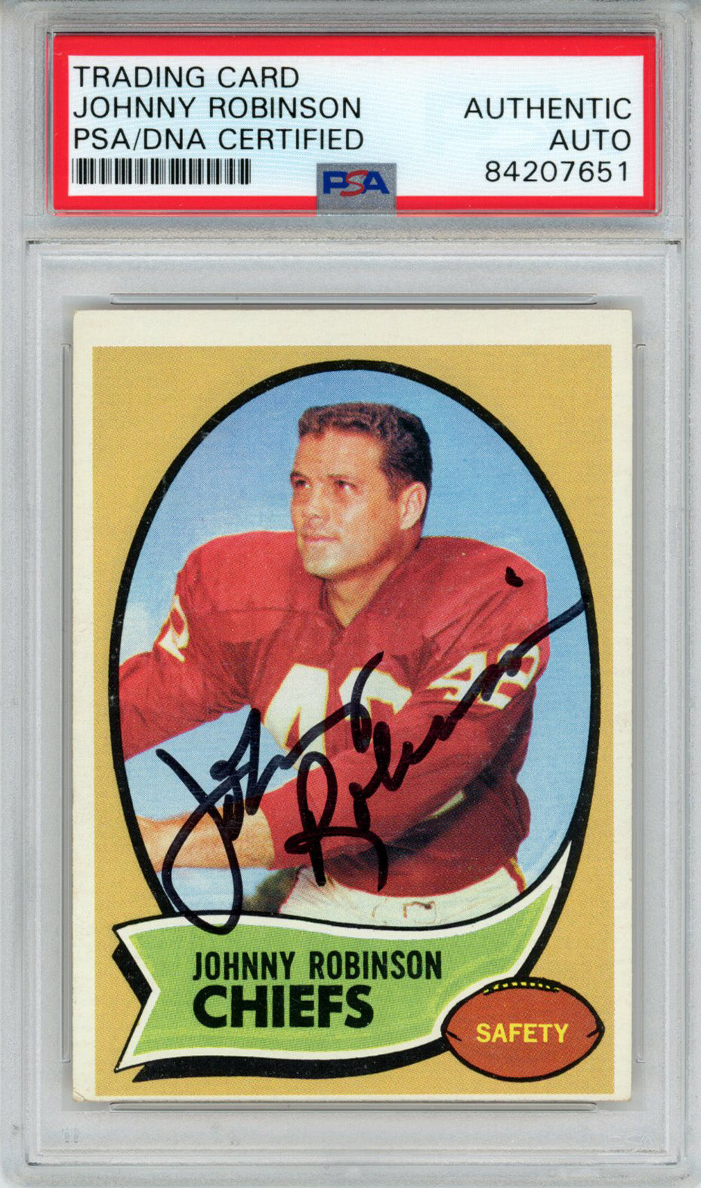 Johnny Robinson 1970 Topps #129 Trading Signed Card-Powers Sports Memorabilia