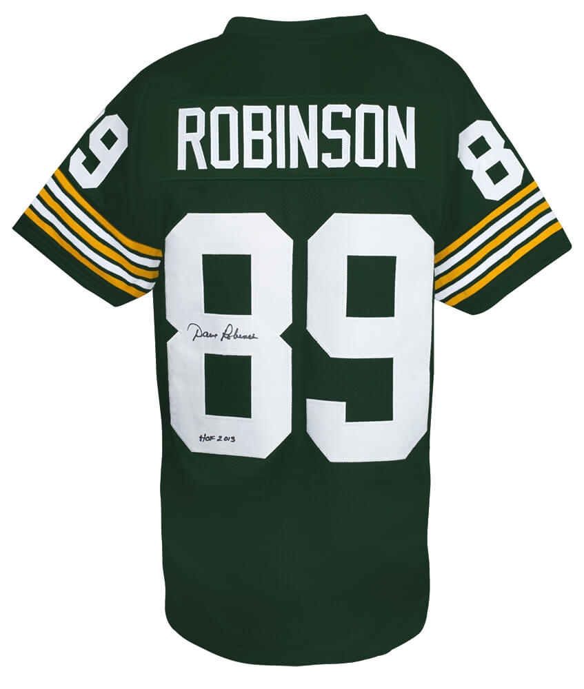 Dave Robinson Autographed Green Custom Football Jersey with HOF 2013-Powers Sports Memorabilia