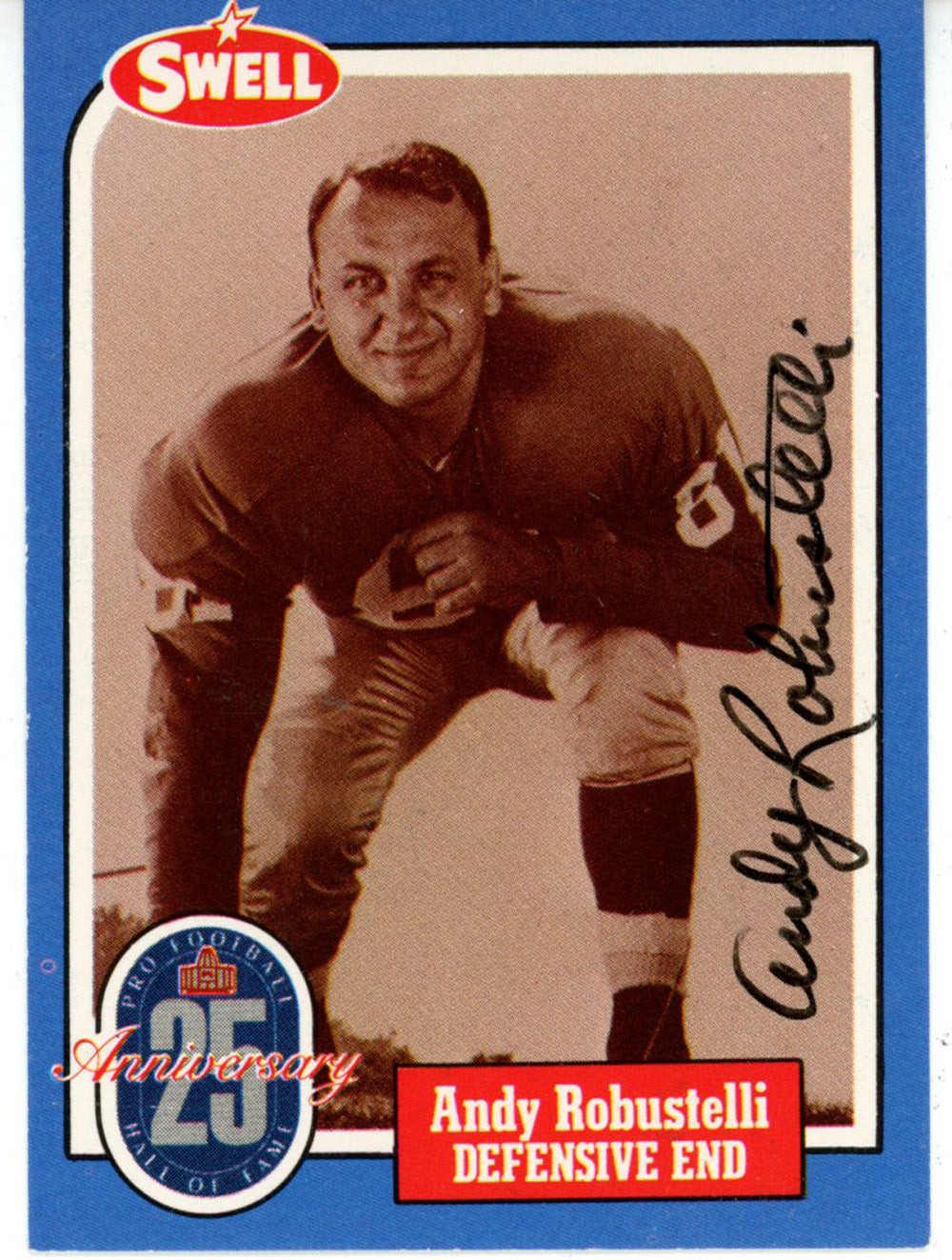 Andy Robustelli New York Giants Signed Card - 1988 Swell HOF-Powers Sports Memorabilia