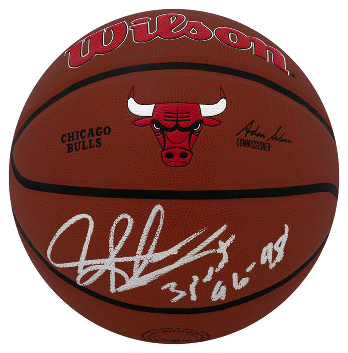 Dennis Rodman Autographed Chicago Bulls Logo Wilson Alliance NBA Basketball with 3-Peat 96-98-Powers Sports Memorabilia