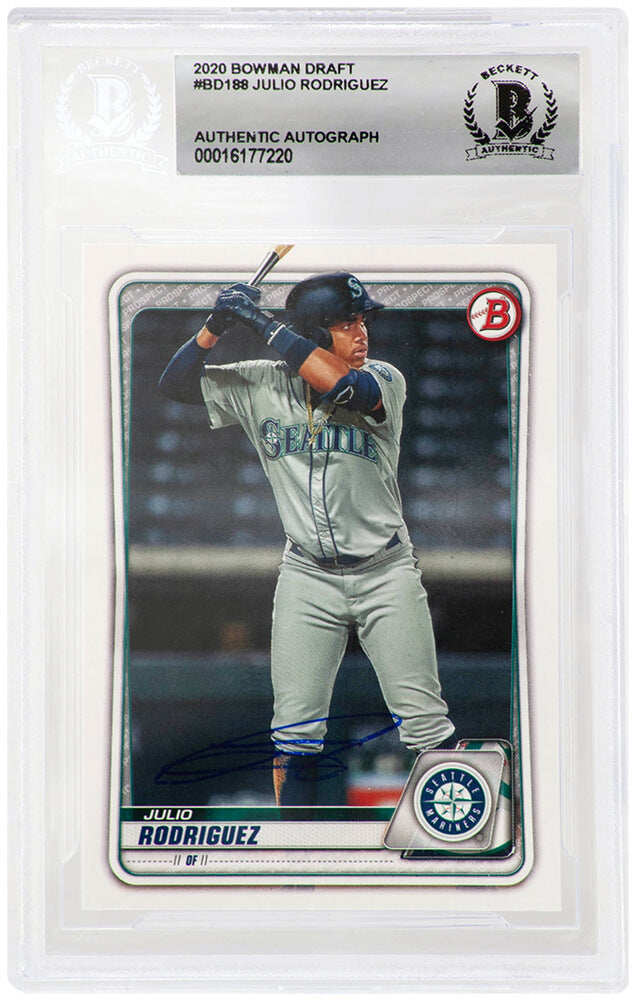 Julio Rodriguez Autographed Seattle Mariners 2020 Bowman Draft Rookie Baseball Card #BD188-Powers Sports Memorabilia