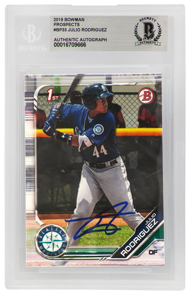Julio Rodriguez Seattle Mariners Autographed 2019 1st Bowman Prospects