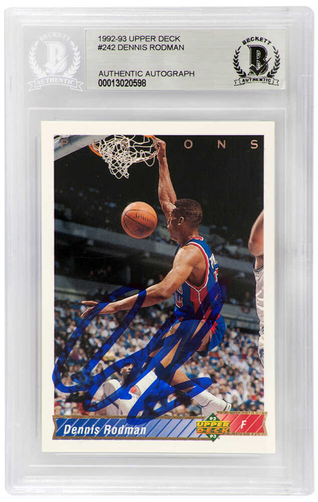 Dennis Rodman Detroit Pistons Autographed 1992 93 Upper Deck Basketball-Powers Sports Memorabilia