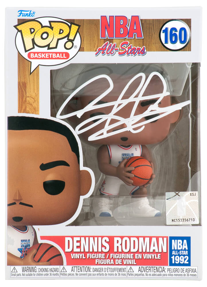 Dennis Rodman Autographed 1992 NBA All-Star White Jersey Funko Pop Doll #160-Powers Sports Memorabilia
