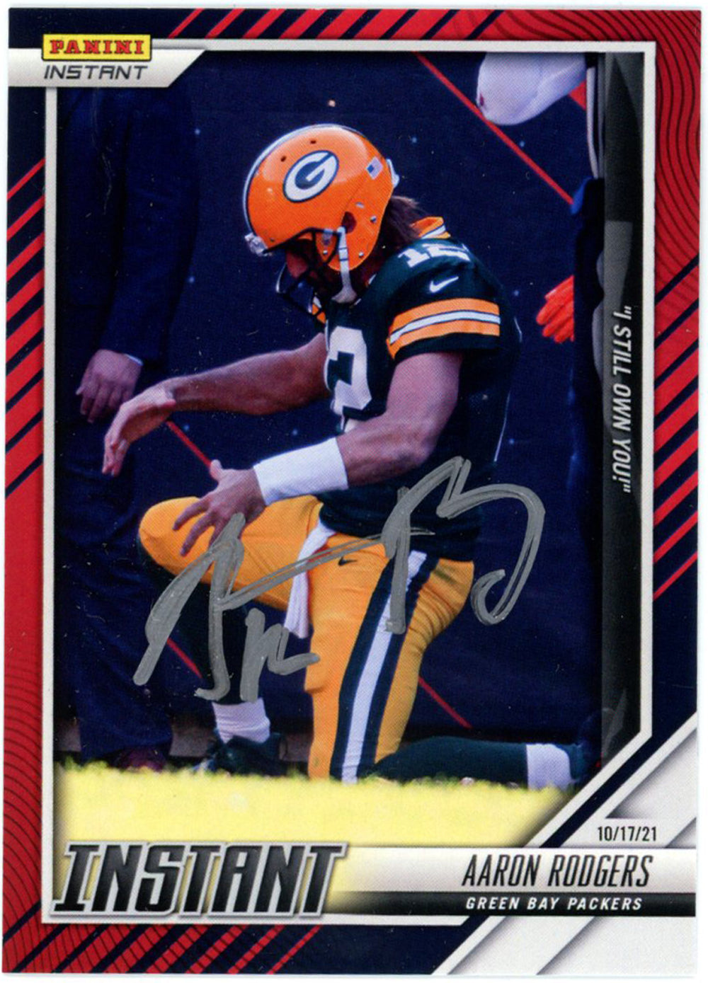 Aaron Rodgers Green Bay Packers Signed Card - 2021 Panini Instant #50/99 FAN-Powers Sports Memorabilia