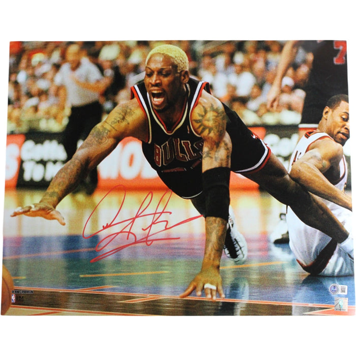 Dennis Rodman Signed Chicago Bulls 16x20 Photo – Beckett Witness Authenticated-Powers Sports Memorabilia