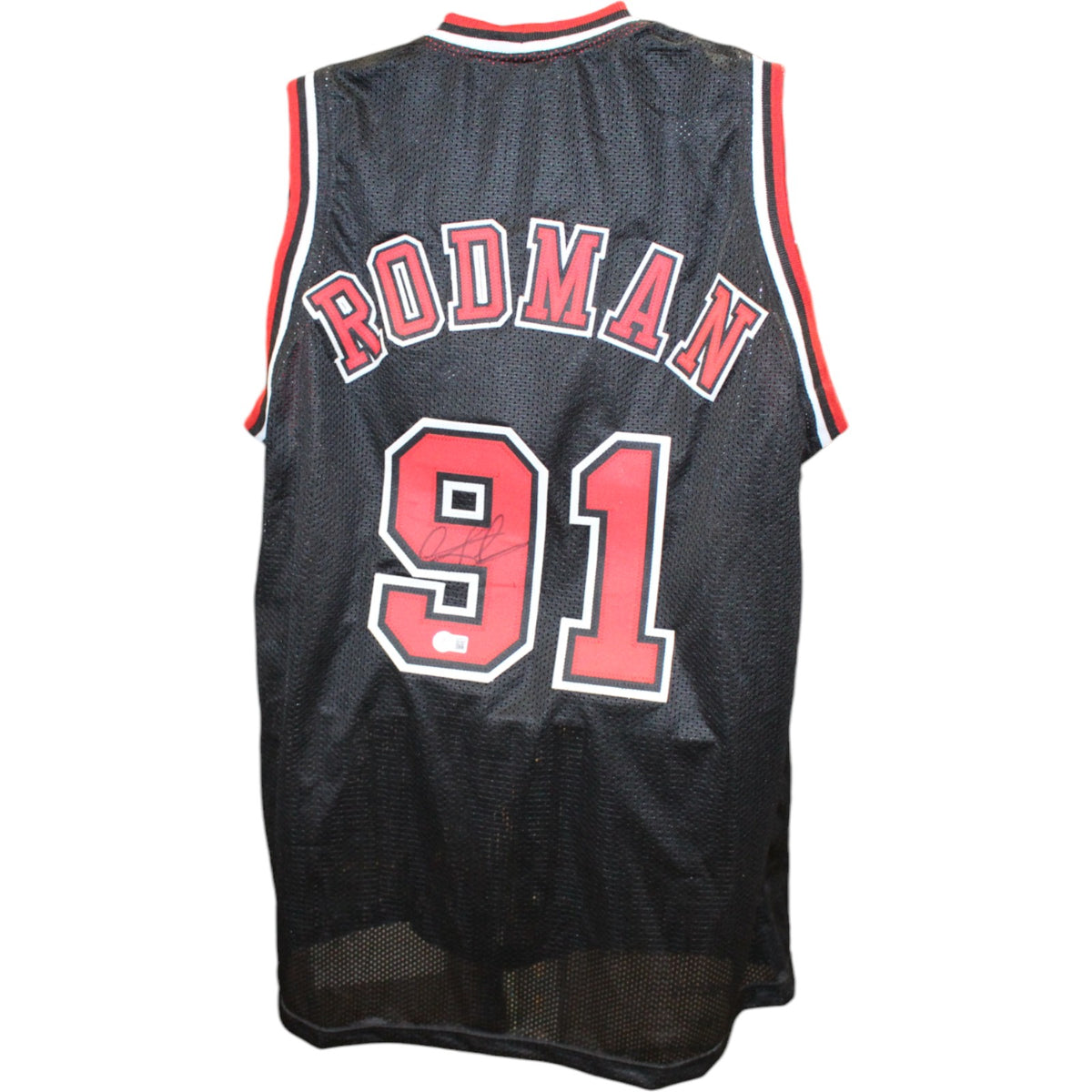 Dennis Rodman Signed Pro Style Black XL Jersey – Beckett Witness Authenticated-Powers Sports Memorabilia