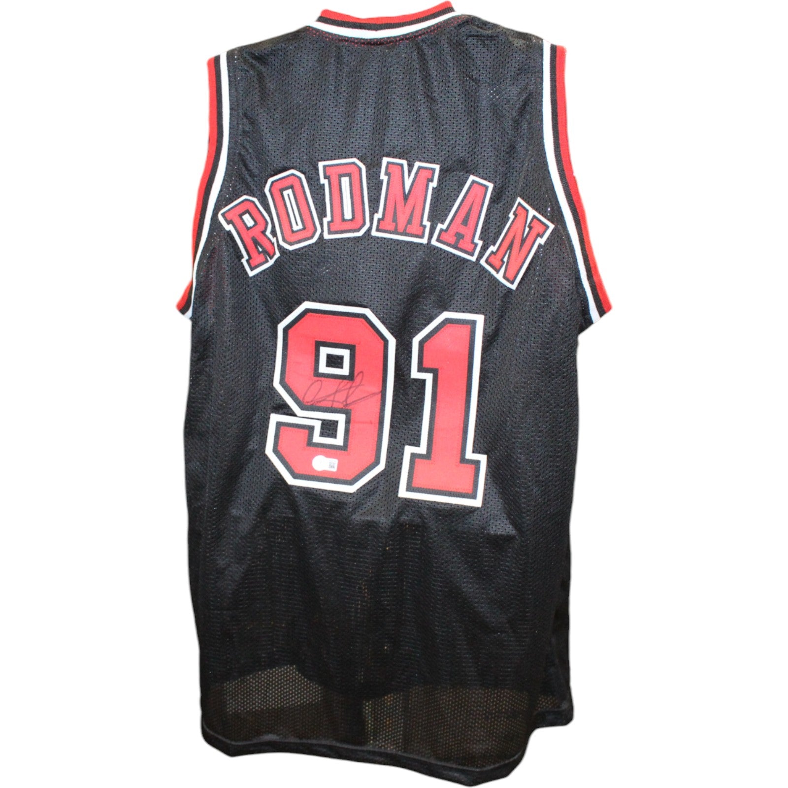 Dennis Rodman Signed Pro Style Black XL Jersey – Beckett Witness Authenticated-Powers Sports Memorabilia
