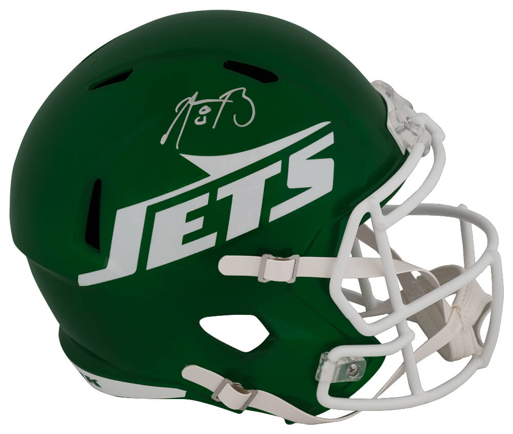 Aaron Rodgers New York Jets Autographed 2024 Green Full Size Riddell Replica Helmet-Powers Sports Memorabilia